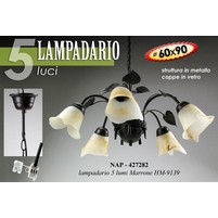LAMPADARIO 5 LUCI FIORI E FOGLIE