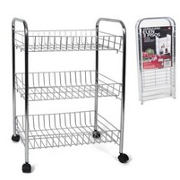 CARRELLO INOX 3 CESTI RETT. C-RUOTE