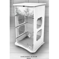 CARRELLO LEGNO SHABBY CASSETTO + 3 CESTI CARRELLO LEGNO SHABBY CASSETTO + 3 CESTI