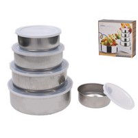 SET SCATOLE FRIGO INOX PZ. 5 TONDE