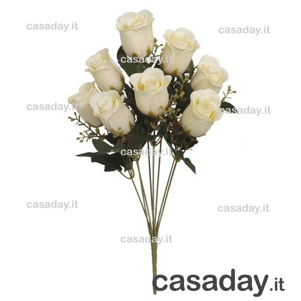 ROSE BOCCIOLI MAZZO 8 FIORI CM.43 