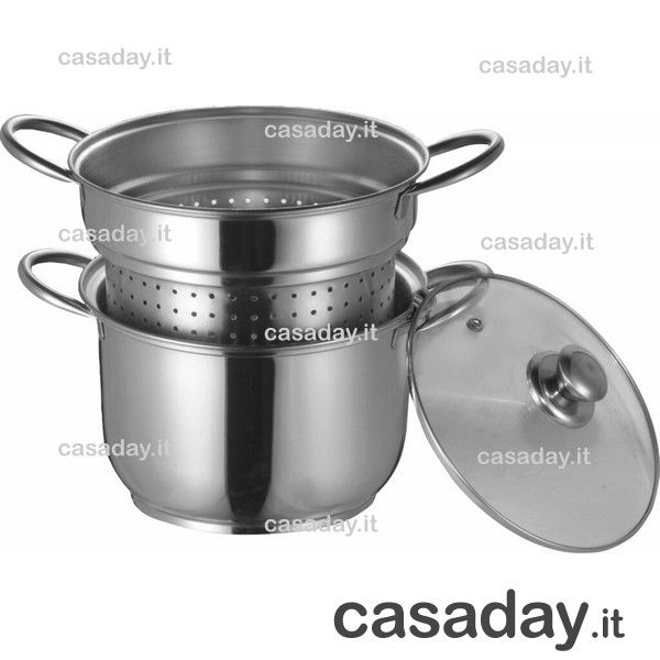 SPAGHETTIERA INOX COP.VETRO CM.22 