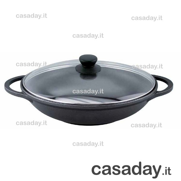 WOK PRESSOFUSO COPERCHIO VETRO CM.32 WOK PRESSOFUSO COPERCHIO VETRO CM.32