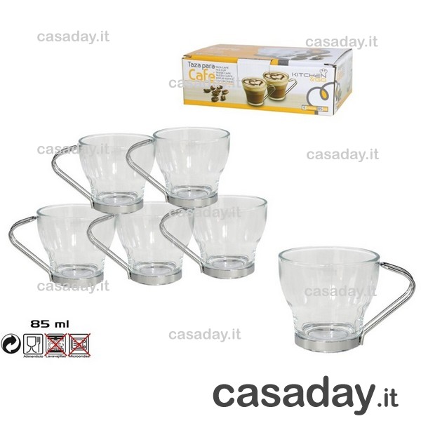 TAZZINE VETRO PZ.6 M-INOX cerve