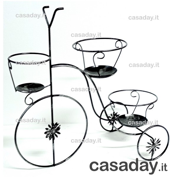 PORTAVASO FERRO BICICLETTA 3 POSTI NERO PORTAVASO FERRO BICICLETTA 3 POSTI NERO