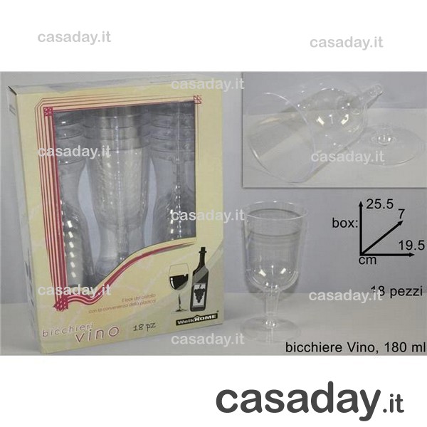 BICCHIERI PLASTICA VINO PZ.18 