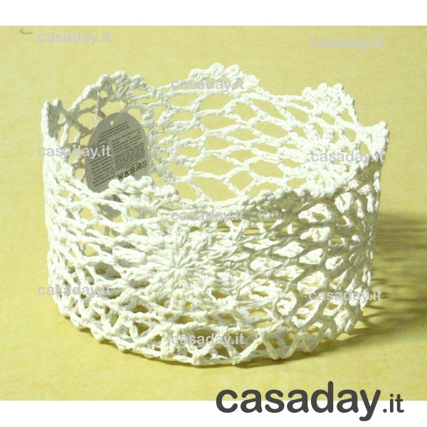 CESTINO UNCINETTO TONDO BIANCO CM.19 