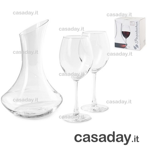 BOTTIGLIA DECANTER LT.1,7 + 2 CALICI pasabahce BOTTIGLIA DECANTER LT.1,7 + 2 CALICI pasabahce
