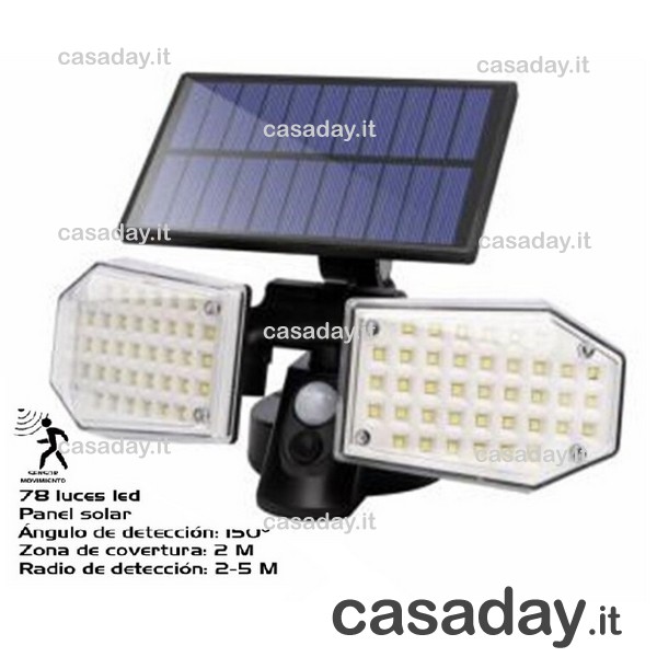 LAMPADA SOLARE DA PARETE 78 LED LAMPADA SOLARE DA PARETE 78 LED
