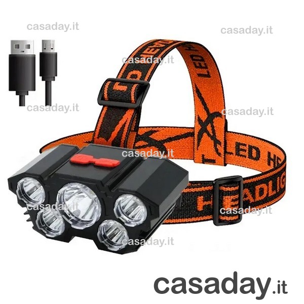 LAMPADA FRONTALE 5 LED 4 FUNZIONI LAMPADA FRONTALE 5 LED 4 FUNZIONI