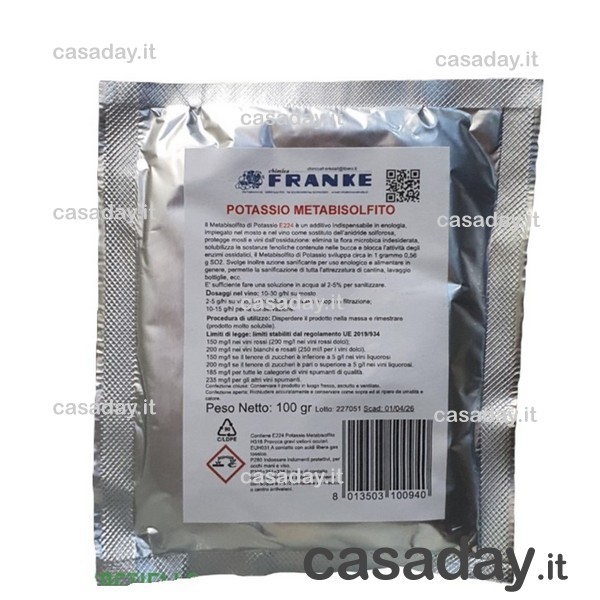 POTASSIO METABISOLFITO PER VINO gr.100 