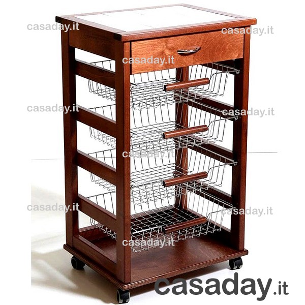 CARRELLO LEGNO C-MATT.CASSETTO NOCE 