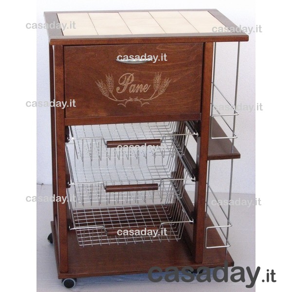CARRELLO LEGNO C/CASSETTO PORTAPANE+BOTTIGLIE NOCE CARRELLO LEGNO C/CASSETTO PORTAPANE+BOTTIGLIE NOCE