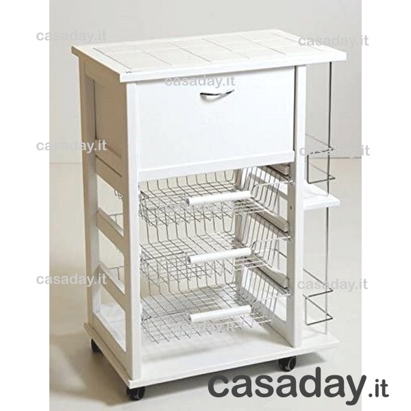 CARRELLO LEGNO C-CAS.-PORTAP+BOTT.BIANCO CARRELLO LEGNO C-CAS.-PORTAP+BOTT.BIANCO