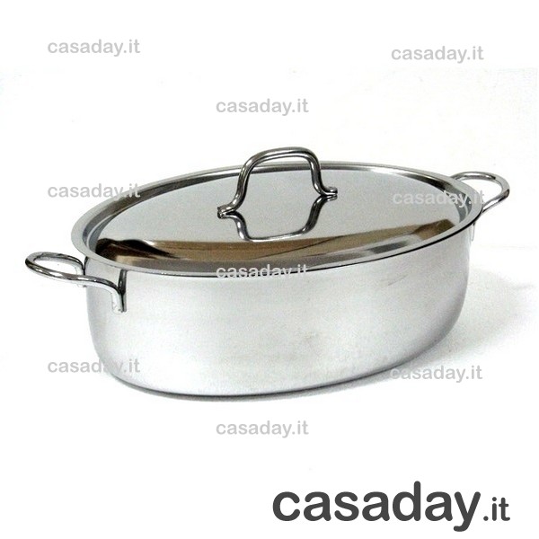 CASSERUOLA OVALE INOX C/COPERCHIO CM.38 montini guerino