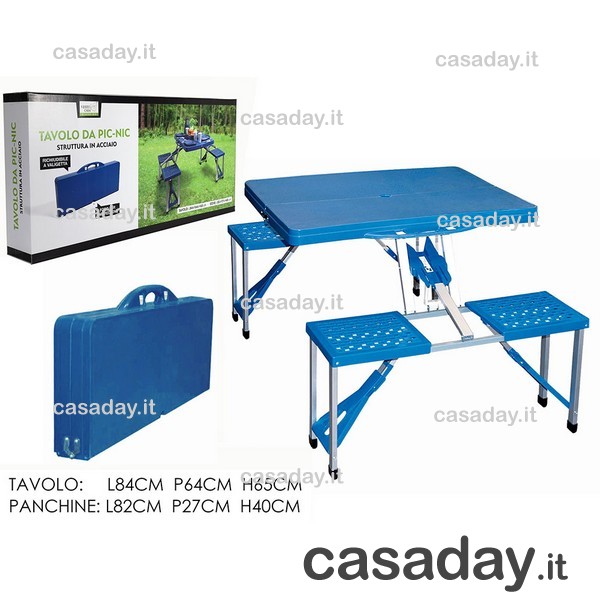 TAVOLO PIC NIC VALIGETTA 4 SGABELLI 