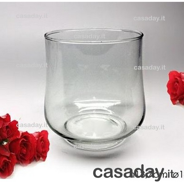VASO VETRO CILINDRO BOMBATO CM.14 H14 VASO VETRO CILINDRO BOMBATO CM.14 H14